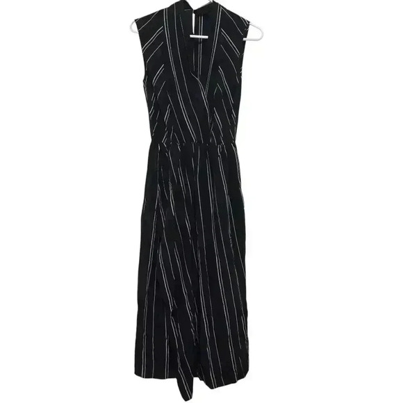 Vince - Stripe Draped Cross Front Dress in Coastal Blue Size 0 #222 - Picture 4 of 9